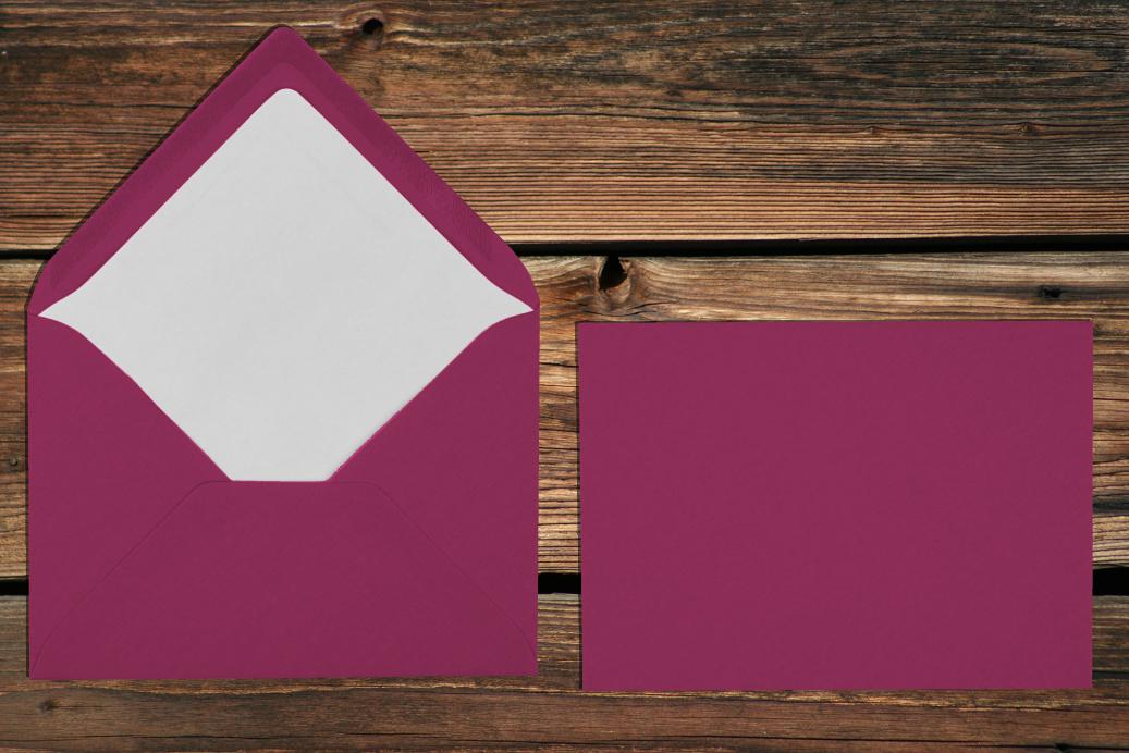 Briefhüllen mit Seidenfutter C6 114x162 mm Nassklebend Amarena gerippt 100 g/qm